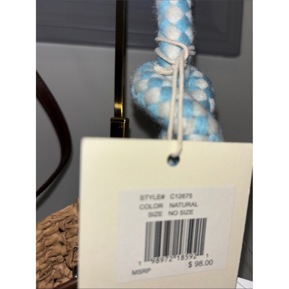 Straw Drawstring Bucket Bag with Light Blue Rope Handle NWT NEW Sol and Mer - Picture 9 of 11